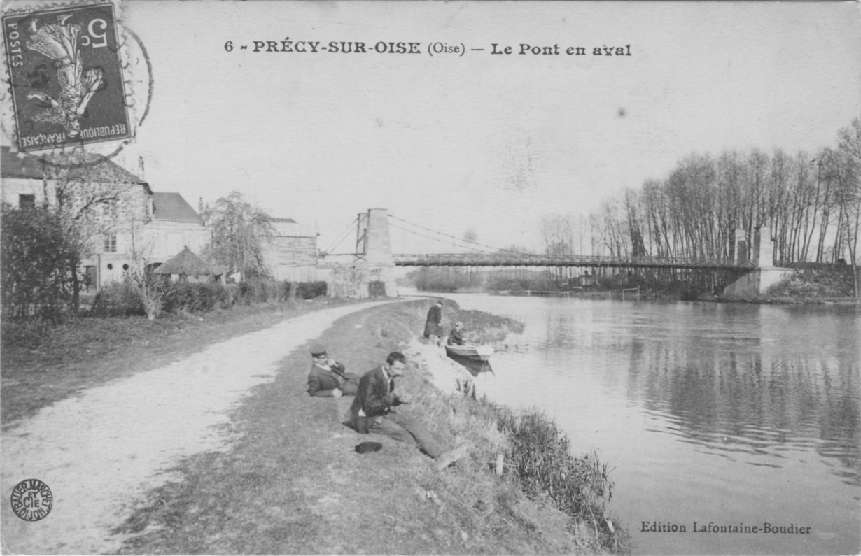 Le pont suspendu sur l'Oise à Précy