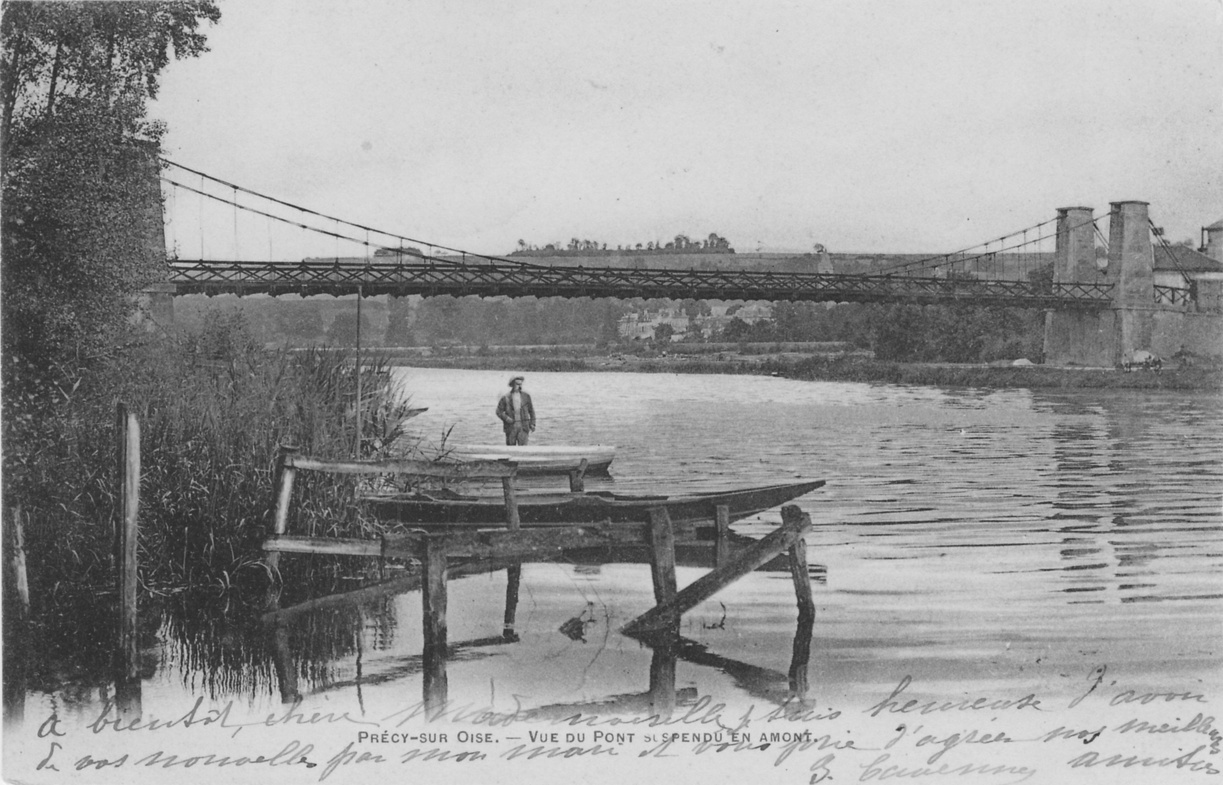 Le pont suspendu sur l'Oise à Précy