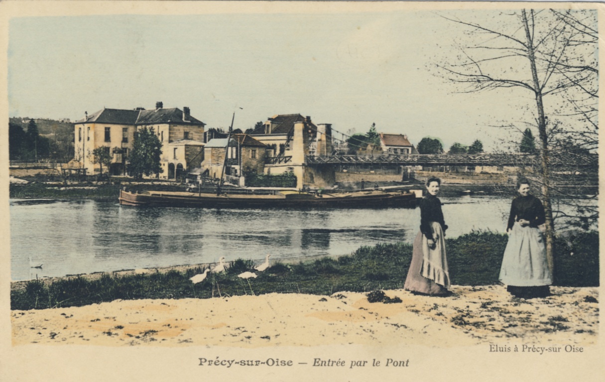 Le pont suspendu sur l'Oise à Précy