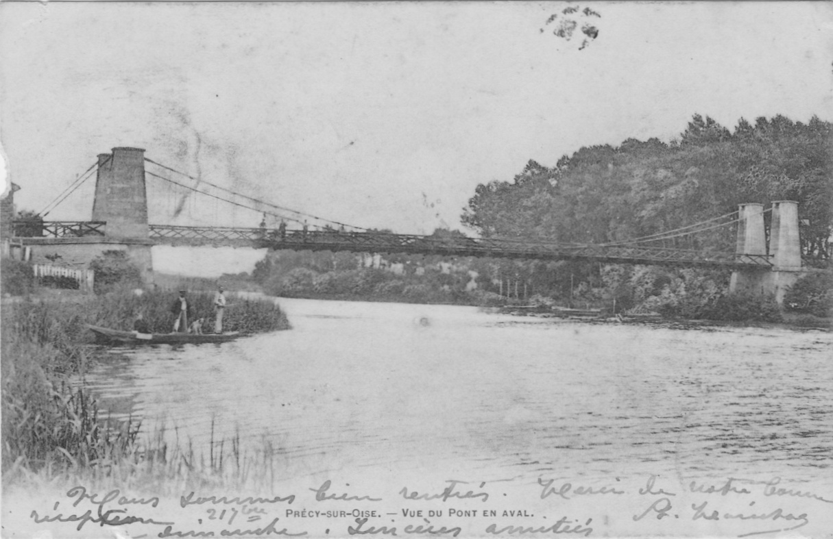 Le pont suspendu sur l'Oise à Précy