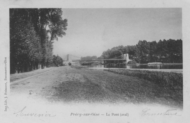 Le pont suspendu sur l'Oise à Précy