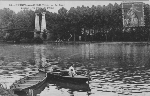 Le pont suspendu sur l'Oise à Précy