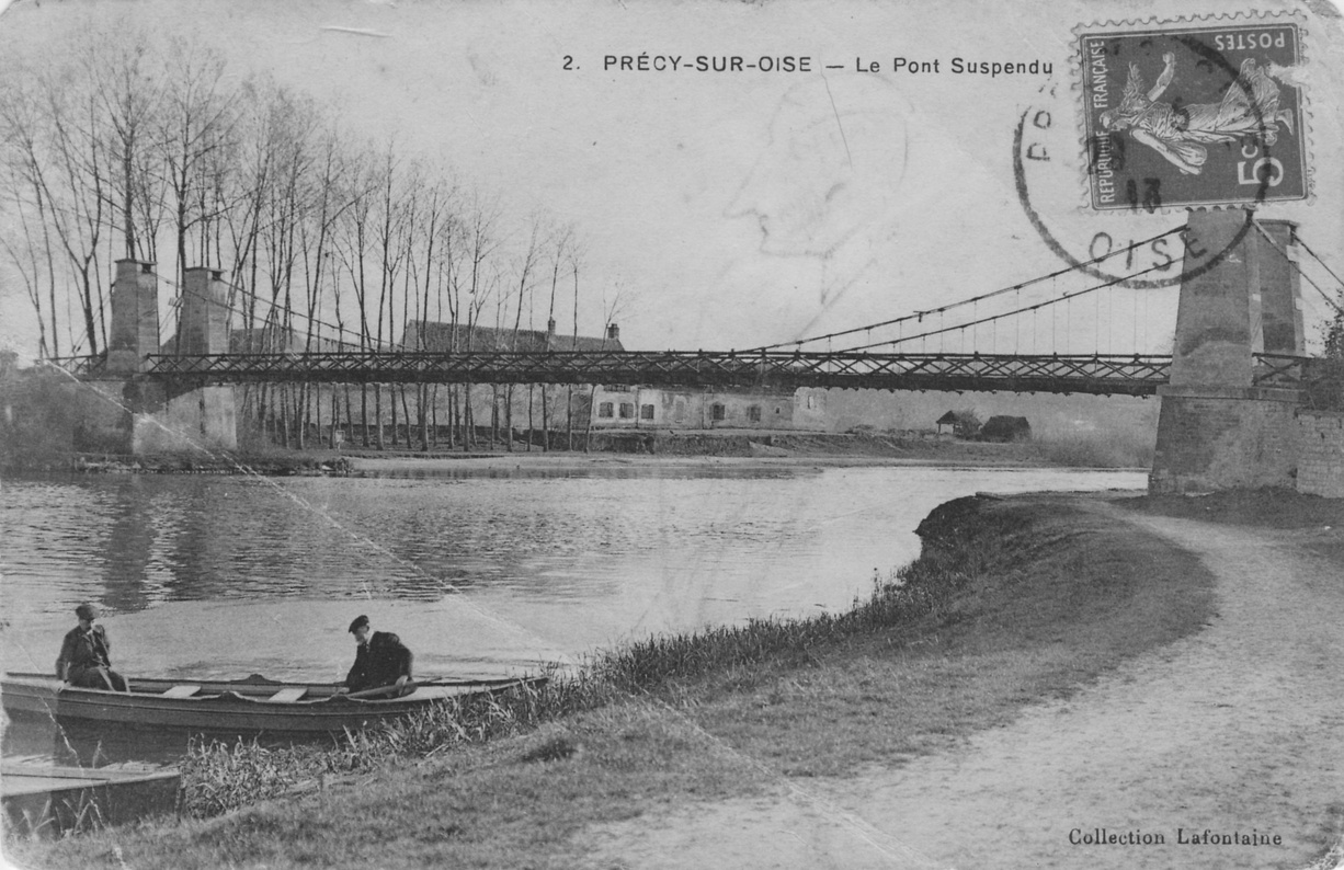 Le pont suspendu sur l'Oise à Précy