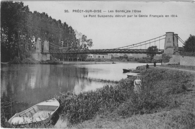 Le pont suspendu sur l'Oise à Précy