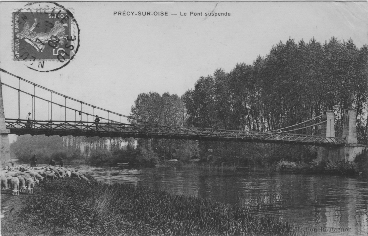 Le pont suspendu sur l'Oise à Précy