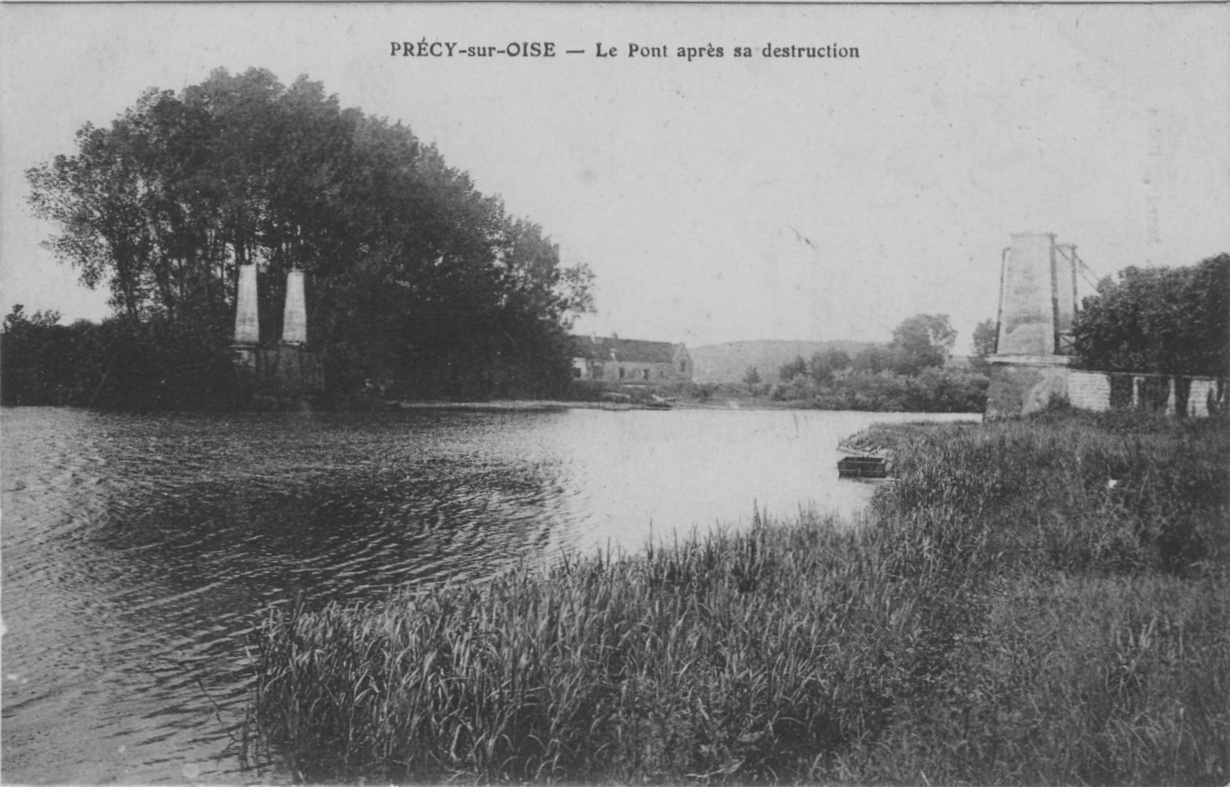 Le pont détruit sur l'Oise à Précy