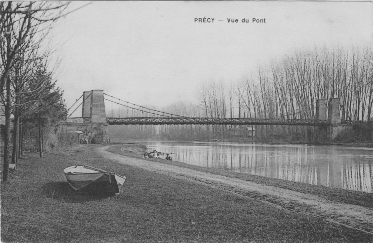 Le pont suspendu sur l'Oise à Précy