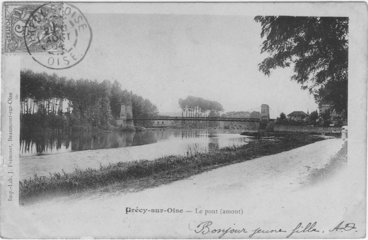 Le pont suspendu sur l'Oise à Précy