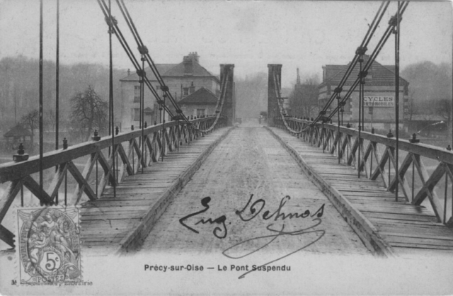 Le pont suspendu sur l'Oise à Précy