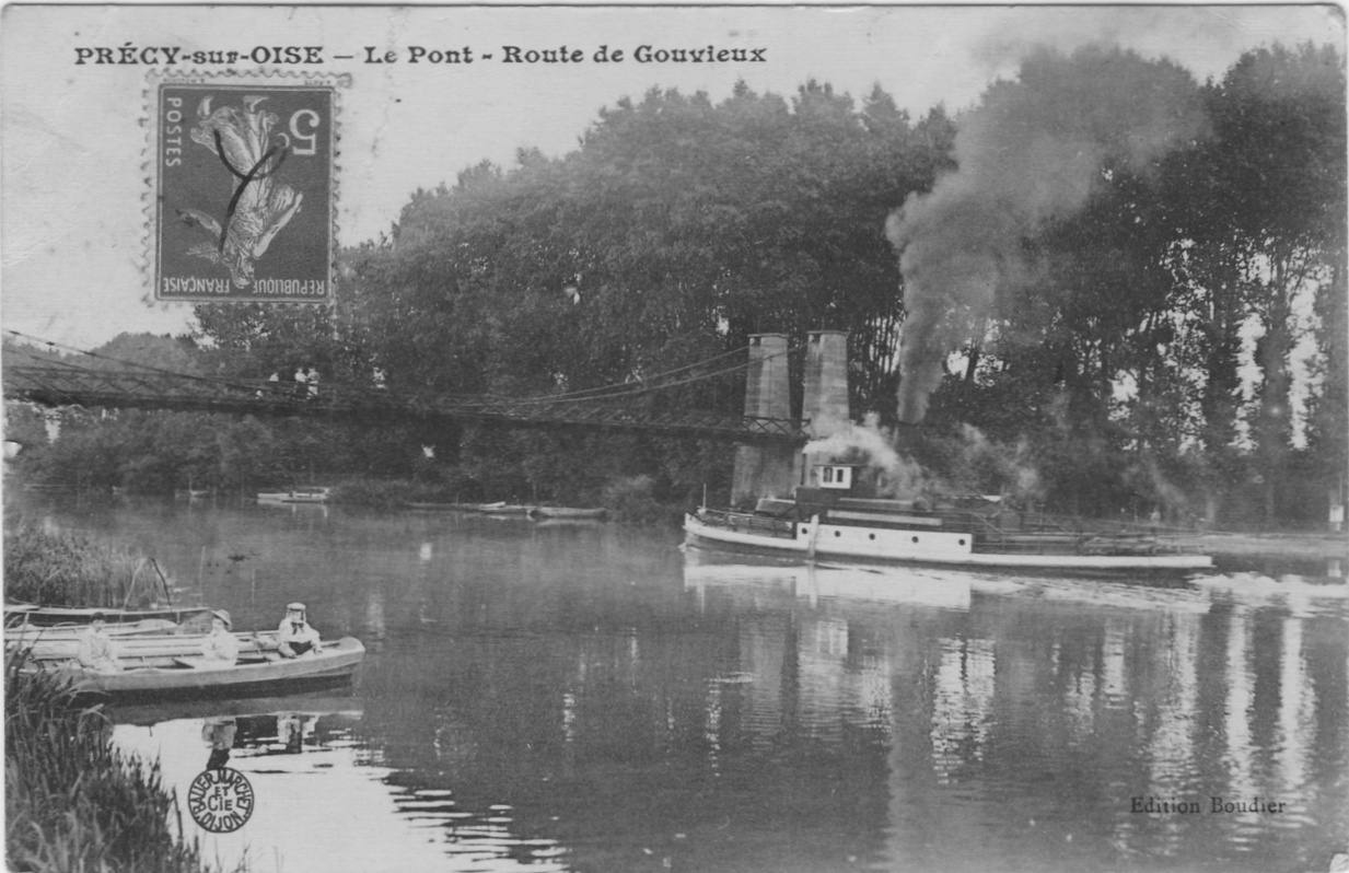 Le pont suspendu sur l'Oise à Précy