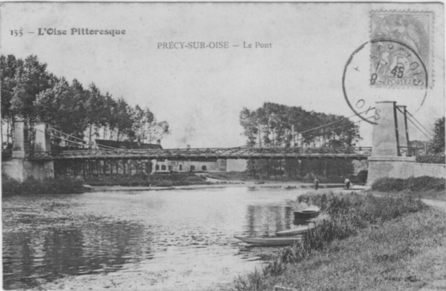 Le pont suspendu sur l'Oise à Précy