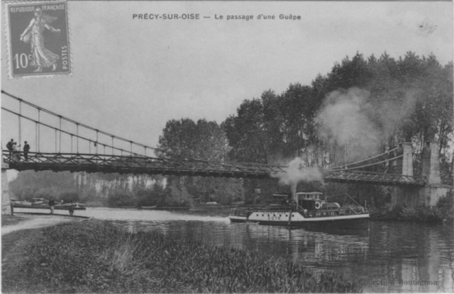 Le pont suspendu sur l'Oise à Précy