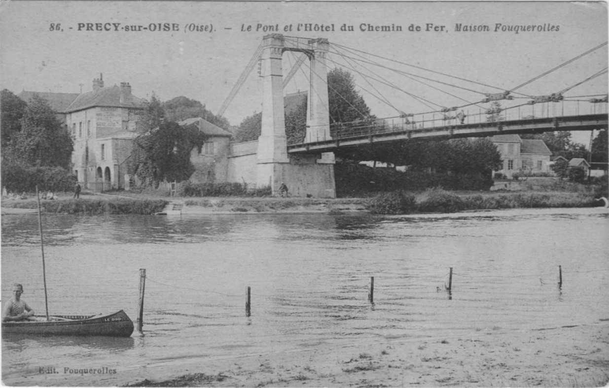 Le pont suspendu sur l'Oise à Précy