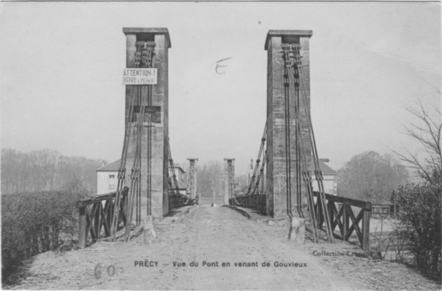 Le pont suspendu sur l'Oise à Précy