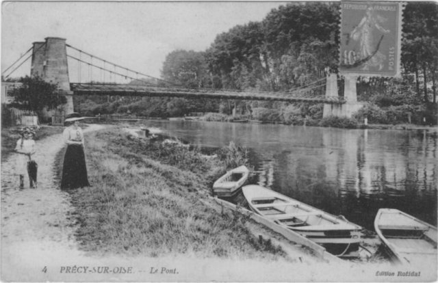 Le pont suspendu sur l'Oise à Précy