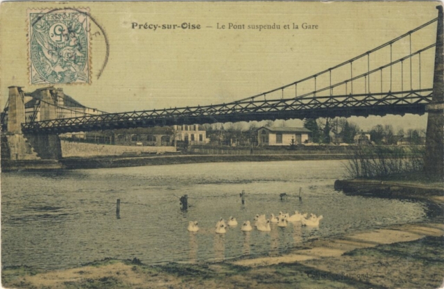 Le pont suspendu sur l'Oise à Précy