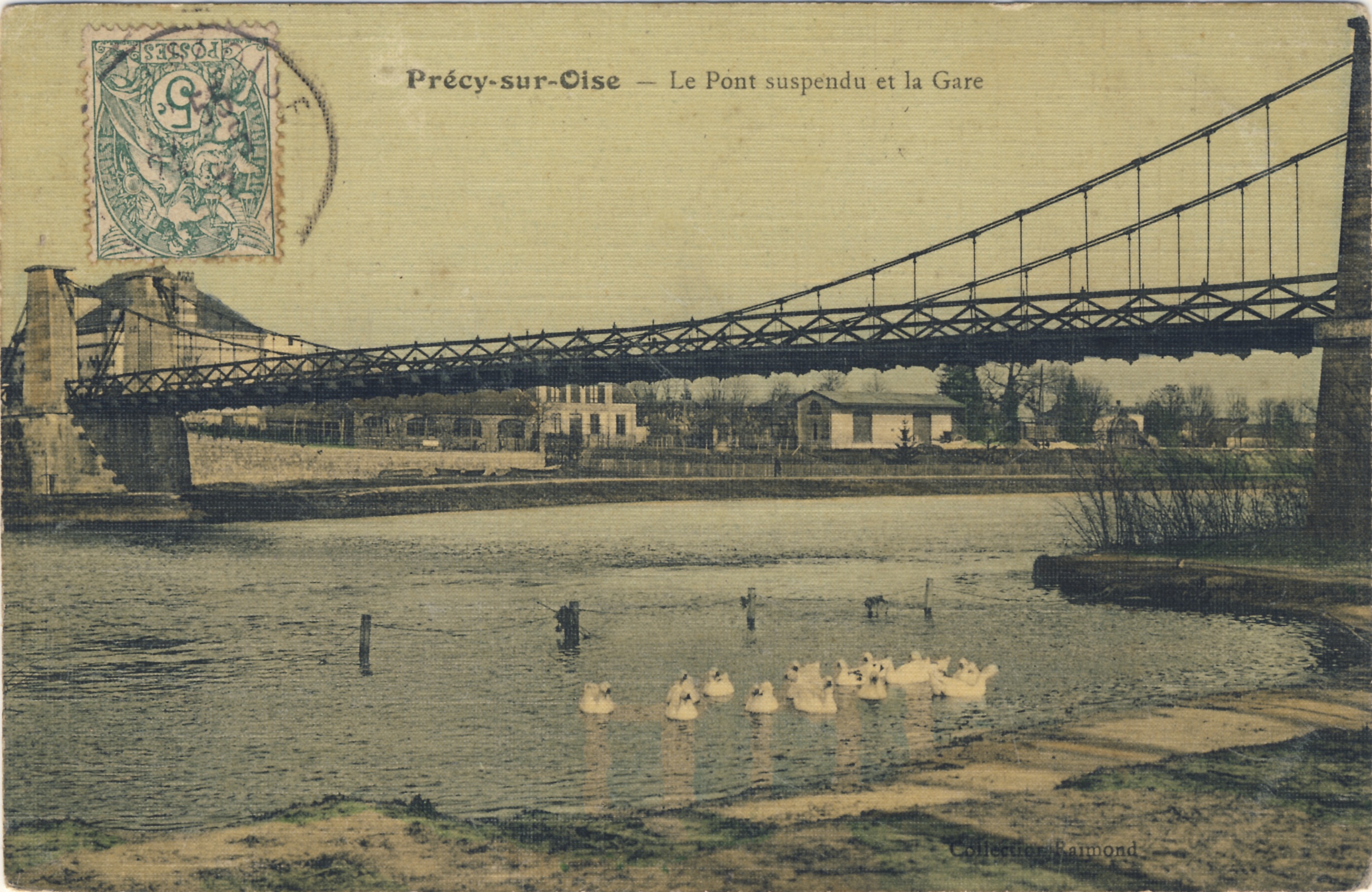 Le pont suspendu sur l'Oise à Précy