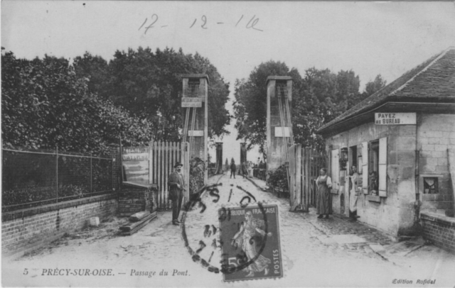 L'entrée du pont sur l'Oise à Précy