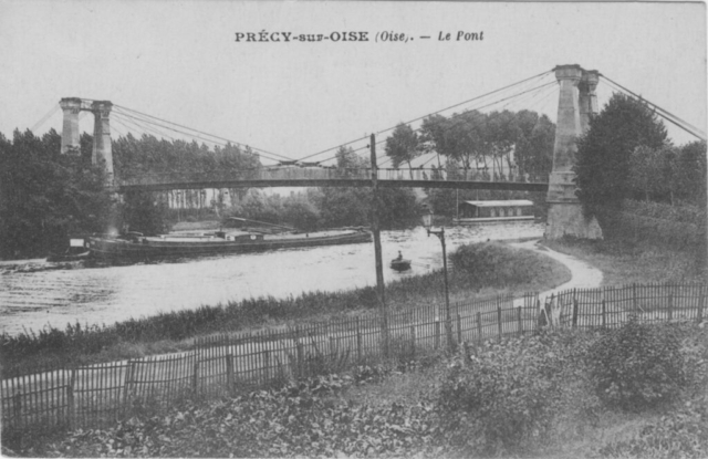 Le pont suspendu sur l'Oise à Précy