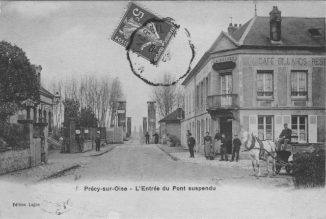 Le pont suspendu sur l'Oise à Précy