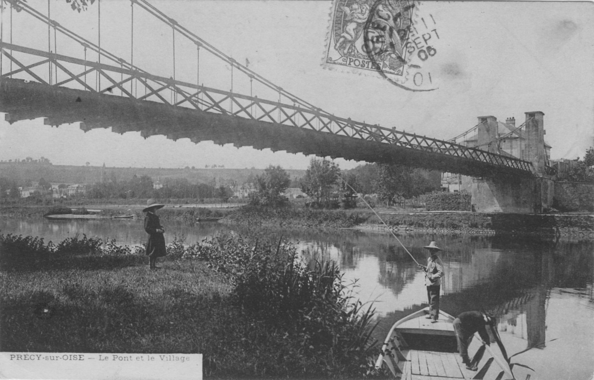 Le pont suspendu sur l'Oise à Précy