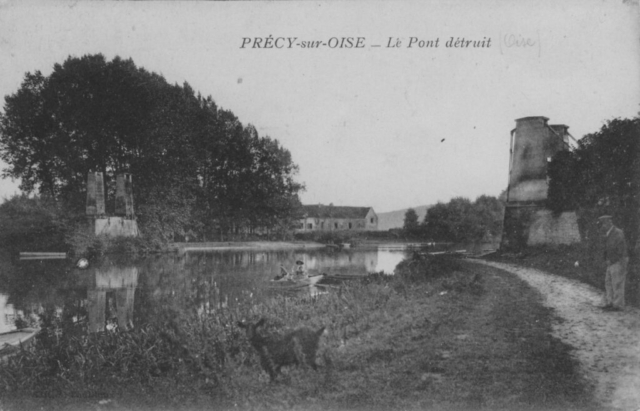 Le pont détruit sur l'Oise à Précy